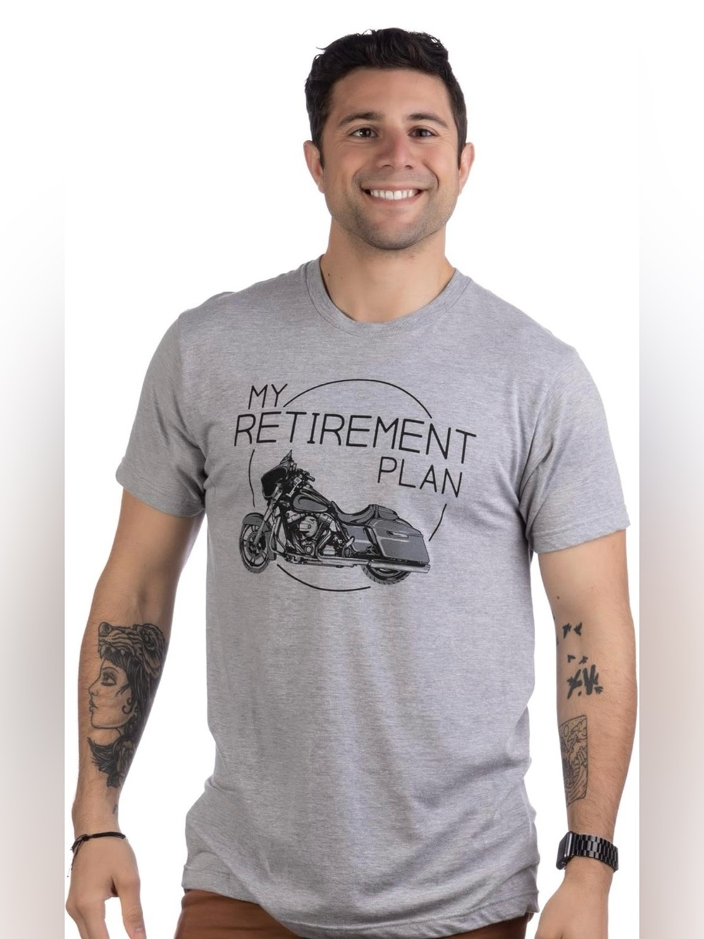 Ann Arbor “My Retirement Plan” Bikercore Motorcycle Graphic Mens XL Grey T-Shirt